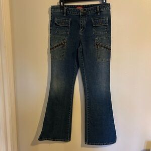 Union Bay Y2K Wide Leg Low Rise Jeans Pocket Detail Size 11